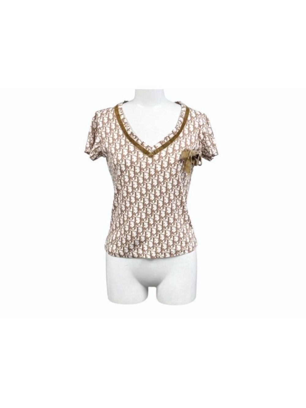 Dior Short Sleeve V-neck T-Shirt Trotter Ribbon Galliano